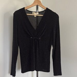 MICHAEL Michael Kors Black Sparkle V-Neck Blouse